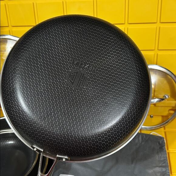 HEXCLAD 7-Piece Nonstick Stainless Steel Frying Pan Set 8 10 12- Lids Wok $600 - Picture 6 of 10